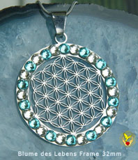              Blume des Lebens 
	                    Frame mit Kristallen                             
	 chakrafarben                                Energieschmuck                              © Steelflower                                                                          