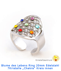  Ring Blume des Lebens aus Edelstahl Schmuck  vergoldet   Steelflower  