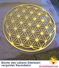 Blume des Lebens          Wand- Raumdeco Edelstahl vergoldet                                                                                      