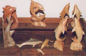Delfine Holzschnitzerei Feng Shui Tiere Delfin Delphin