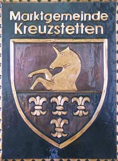  Kreuzstetten Gemeindewappen Kupferbild 