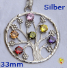      Lebensbaum   Silberschmuck mit bunten Kristallen  