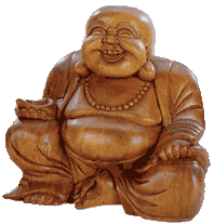 Glücksbuddhas  China Lucky Buddha happy Buddha Holz Figuren  Kristallzentrum Schnitzerei * Statuen * 