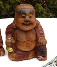 Glücksbuddhas   Happy Buddha Holz geschnitzt                                                                                     erhältlich im Kristallzentrum         