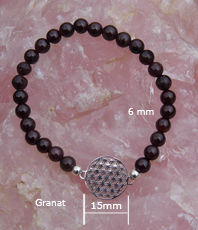  Granat Armband mit Blume des Lebens in silber                                                                                                                                        