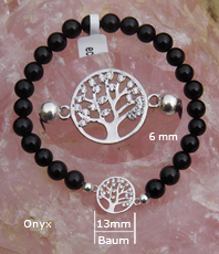  Onyx Armband mit Baum des Lebens  in Silber                                                                                                          