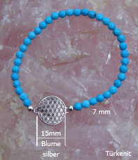  Türkenit facettiert Armband mit Blume des Lebens  in Silber                                                                                                          
