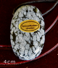 Edelstein Anhänger  Schneeflocken Obsidian    Oval                                                                                                                                             