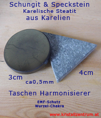   Schungit   aus Karelien         + Karelischer Steatit Speckstein                          Harmonisierung             
                                                                                    erhältlich im Kristallzentrum                                                                                    