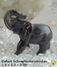   Elefant Schneeflocken Obsidian Edelstein 
