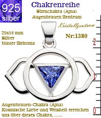 Augenbrauen-Chakra (Ajna) Stirn Amulett collection inner light Symbole aus silber Kristallzentrum Esoterik