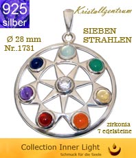 Sieben Strahlen Amulett collection inner light Symbole aus silber Kristallzentrum Esoterik