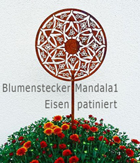               Metalldesign                       Mandala Blumenstecker Metalldekoartikel mit Naturrost  