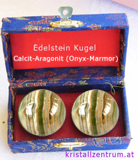  Qi Gong   Edelsteinkugel Calcit-Aragonit (Onyx-Marmor)