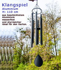     Windspiele    sind sie Musikinstrumente, die   durch die Berührung des Windes gespielt werden. 
 im Garten aufgehängt, wirken betörend auf Elfen, Feen und Gnome.   Magisch werden sie davon angezogen   singen, tanzen und bringen Lebensfreude. 
  aus beschichtetem Aluminium  wasserfest und sturmsicher,   ideal für den Garten  
  erhältlich'im'Kristallzentrum                                                                                