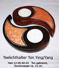   Duftlampe  Teelichthalter Tischlicht Yin Yang Terracotta     